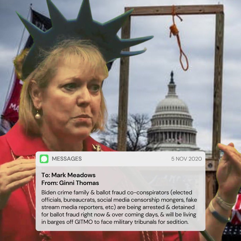 Years ago, it would have been unimaginable that a co-conspirator in a heinous crime that got people killed and nearly toppled the government got to have her husband preside over their case. Yet that is exactly what Clarence Thomas is doing. How is any of this shit even real. 😡🤬