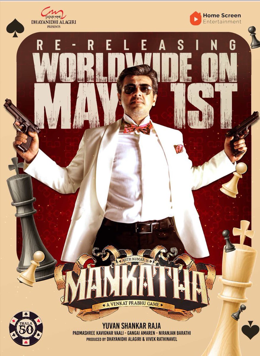 sri50's tweet photo. #MANKATHA Worldwide Re-Release On MAY 1 2024🔥

#AjithKumar https://t.co/fmyMOLeOHB