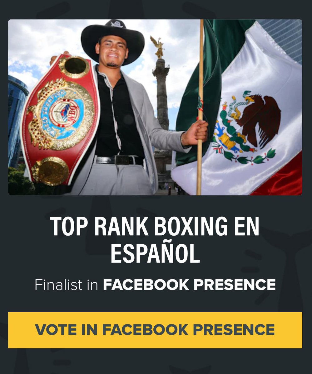 trboxeo's tweet image. ¡Ayúdanos a ganar! ➡️ shortyawards.com/16th/top-rank-…

¡Gracias a ustedes estamos nominados en los #ShortyAwards! Entra a enlace y VOTA por TOP RANK EN ESPAÑOL 🙏🏽💙