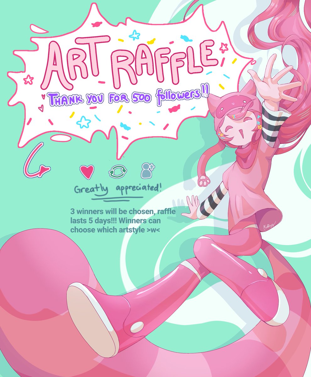 the_real_mintzy's tweet photo. Guys... it's time...⭐

Hosting my first ART RAFFLE!!! 

First off, thanks so much for the 500 followers!!! Never thought this would happen...but here we are!
Anyone can join!!! I'll randomly pick 3 winners! 2 days left!!! (⁠✿⁠^⁠‿⁠^⁠)🌟

#ArtRaffle 
#artmoots
#arttwt https://t.co/IfIx4FVPVF