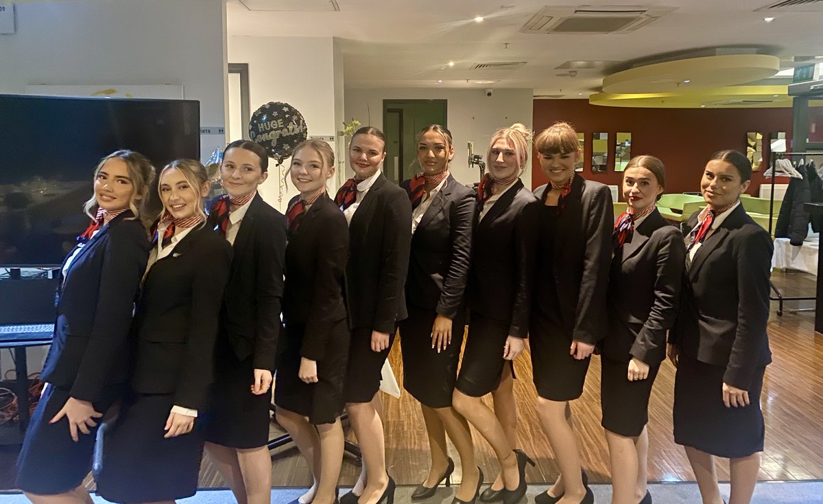 We recently celebrated the hard work of our Cabin Crew students at our Wings Graduation Ceremony! 🎉😀 Extremely proud of our students dedication, commitment and motivation as they've secured employment with top UK airlines like @jet2tweets @Ryanair and @VirginAtlantic ✈️👏