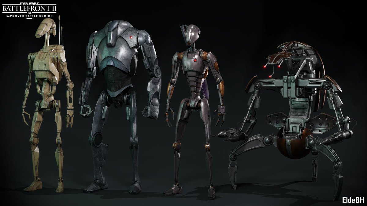 EldeBH JUST revealed the first image for his NEW Improved Battle Droids mod for Battlefront II. Included within is an AMAZING realistic interpretation of the BX-Series Commando Droid combining elements from TCWS7, JS and TPM. It's easily my favorite interpretation so far.