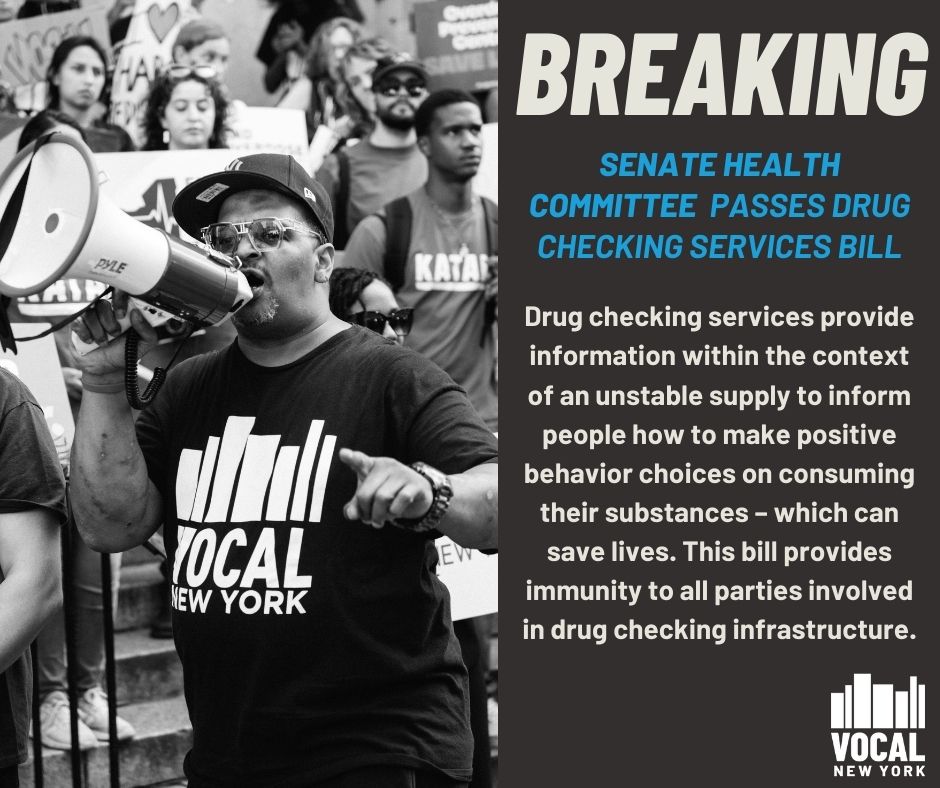 BREAKING: The Drug Checking Services Bill Passed the NYS Senate Health Committee 'With 19 New Yorkers dying everyday from preventable overdose, being able to check your drugs safely, and know exactly what’s in them, will save lives.' @CollinsHiawatha Thank you @senfernandez34!