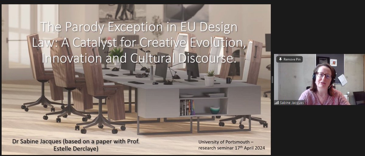 Thank you @Sabine_Jacques for giving a great seminar about the new EU design legislation and the proposed design parody exception! @LivUni @LivUniSLSJ @UoPLaw #IPlaw #design #Copyright #designlaw #EU #Parody #parodyart #Satire #HumanRights