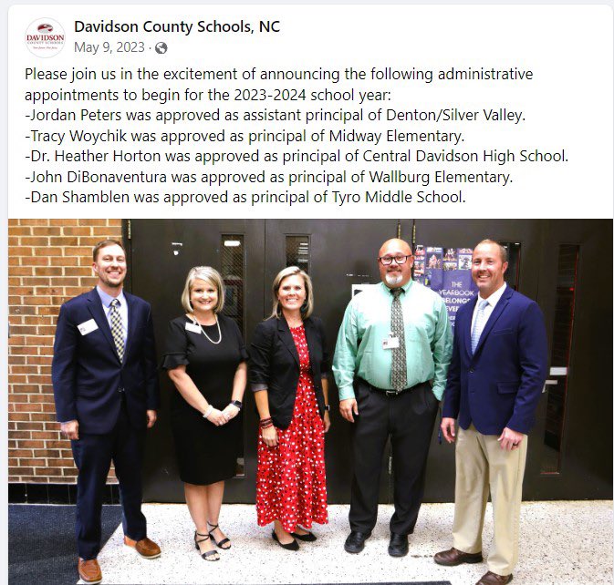 Heather Horton, Principal 
CENTRAL DAVIDSON HIGH SCHOOL 
2747 NC Hwy 47 
Lexington, NC 27292 
Phone: (336) 357-2920 
Fax: (336) 357-5175
#IllegalAliens #heatherhorton #1stamendment