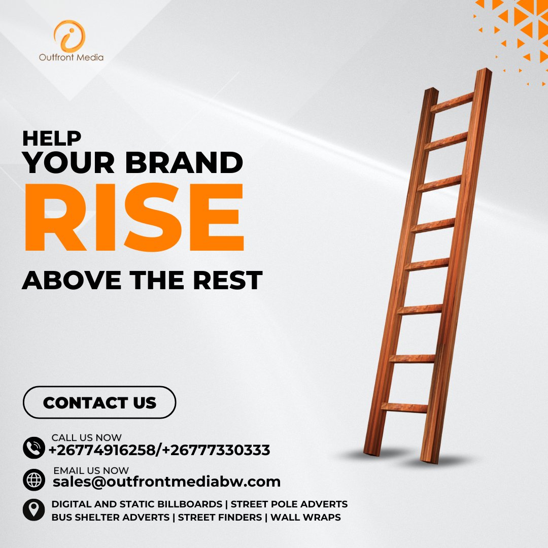 outfrontmediaBw's tweet photo. Ready to rise above the competition? Our expert team is here to elevate your brand and make it shine! Contact us today at +26774916258 | +26777330333 or email sales@outfrontmediabw.com 

#OutfrontMediaBW #OutdoorAdvertising #HelpingBrandsComeOut #Botswana #PushaBW https://t.co/kv2qK5rjCE
