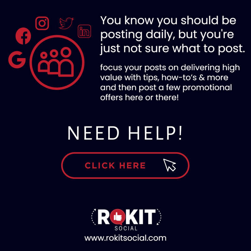 😕📝 Struggling with social media content? We've got you covered! Focus on delivering high value with tips and how-to's, and sprinkle in a few promotions. Need help? Contact us at rokitsocial.com/social-media/. 

🚀#RokitSocial #EngagingContent #TipsAndTricks #SocialMediaStrategy
