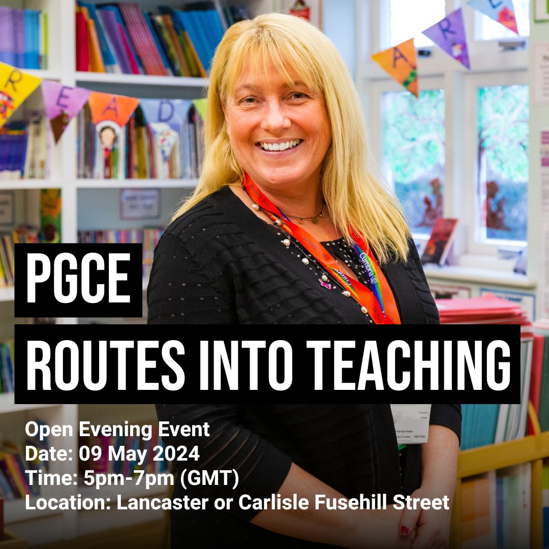 📚✨ Excited about teaching? Join our PGCE Routes into Teaching Open Evening Event on May 09! Whether you're a graduate or considering a career change, explore our programmes and start your journey to becoming a qualified teacher. Register now! bit.ly/3Jmnbkh