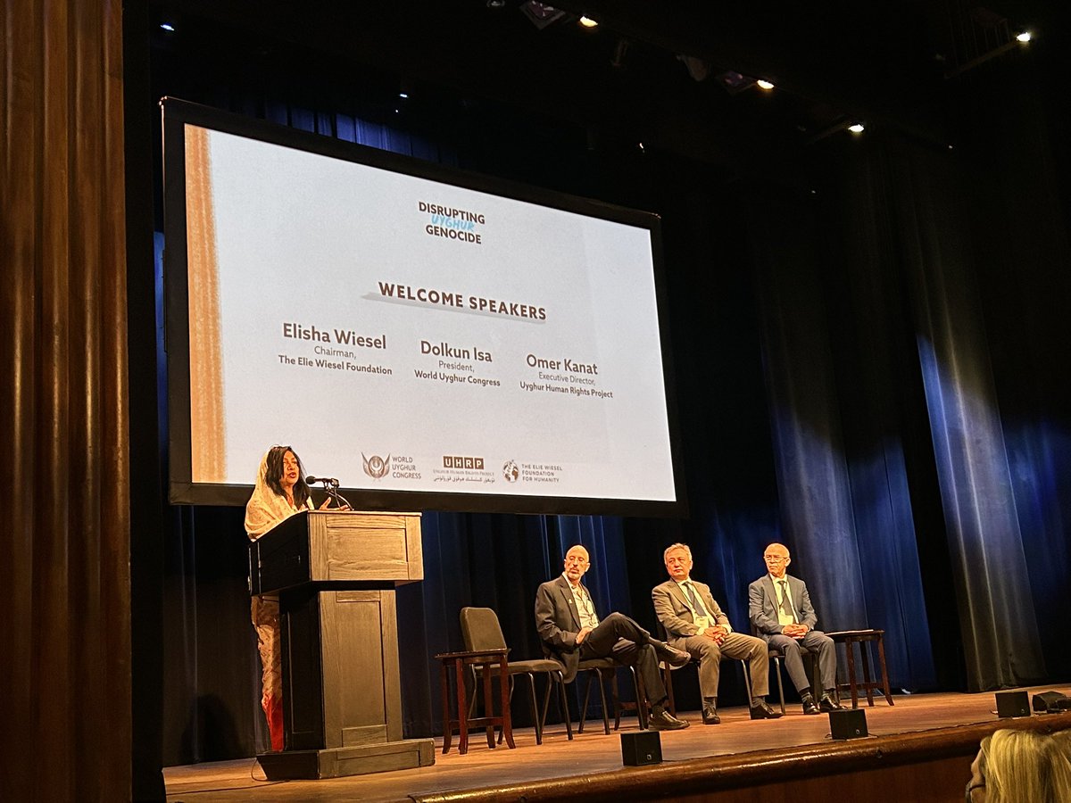 Day 1 of #DisruptingGenocide Our conference “Disrupting Genocide” kicks off in NYC, together with @eliewieselfdn and @UyghurProject. Soraya Deen from @SpeakersWomen opens: “Alone, we cannot do much, together, we can”.