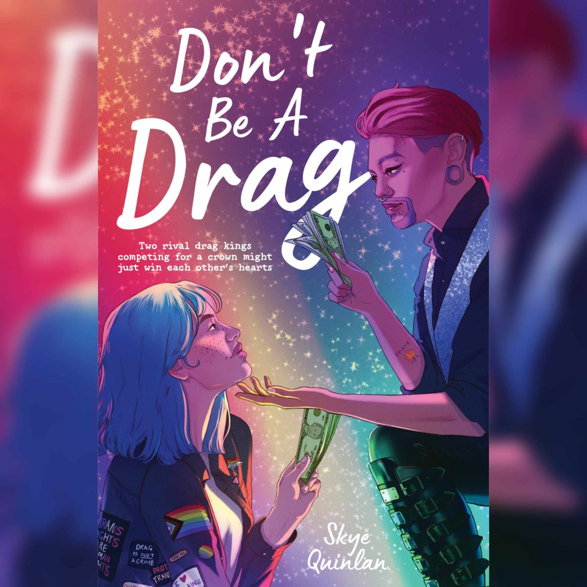 Sometimes it feels like no one knows that this book exists... So here is a gentle reminder that I wrote a YA novel about sapphic, messy, rival drag kings called DON'T BE A DRAG! It comes out on May 28th and you can pre-order it from any of your favorite bookstores! 👑