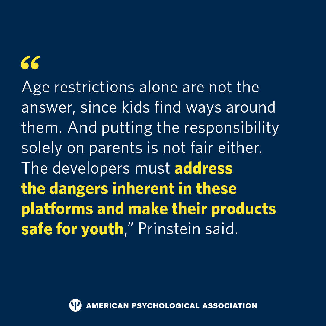 Our new report sheds light on a worrisome trend: Most teens don't yet have the skills to manage their behavior on #socialmedia platforms. APA's @mitchprinstein emphasizes the urgent need for structural changes to mitigate harmful design features: at.apa.org/6a78c6