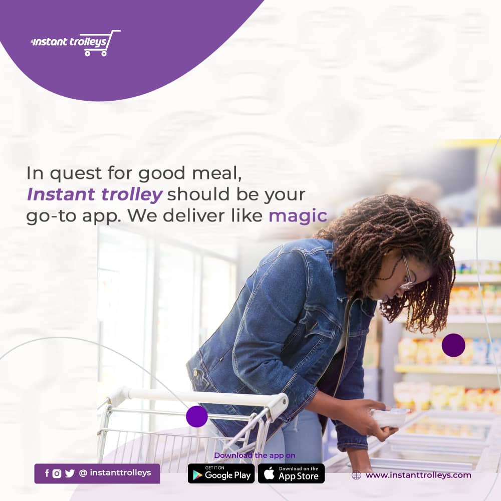 In quest for good meal, Instant Trolleys should be your go-to-app. We deliver like magic.
#UseInstantTrolleys
#WednesdayVibes
#FoodGroceryLogistics