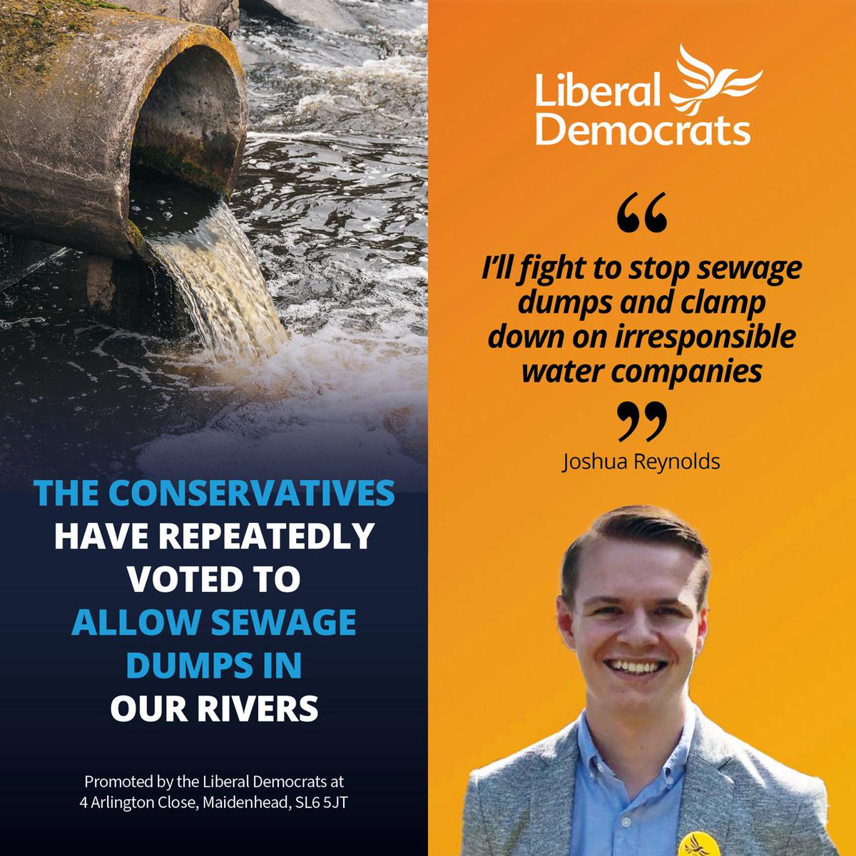 Whilst the Conservatives have repeatedly voted to allow sewage dumps in our rivers. 

I will fight for #Maidenhead residents to stop water polluters and clamp down on irresponsible water companies.