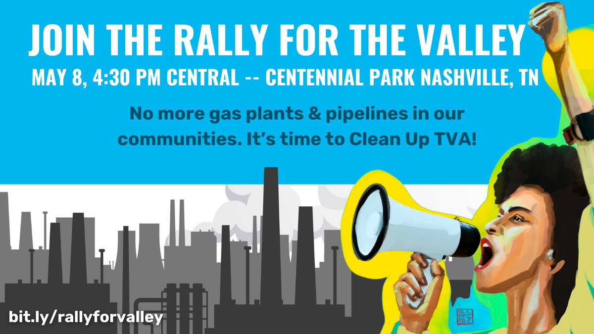 The country’s largest utility is building more gas plants & pipelines when we need a fossil FREE future. Join us May 8 at the #RallyForTheValley to demand TVA’s leaders put communities and our climate first and abandon fossil fuels! 🎸 RSVP now at bit.ly/rallyforvalley