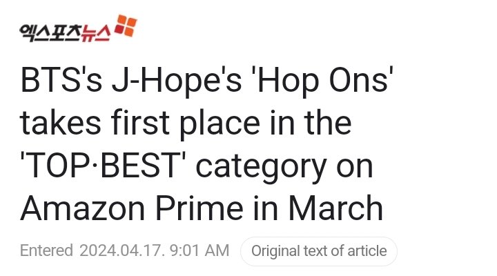 [📰] Kmedia reports: According to the FlixPatrol, which compiles global OTT rankings, BTS j-hope's documentary series 'HOPE ON THE STREET' ranks 1st place in both the TOP and BEST categories in the March rankings for Amazon Prime Video.