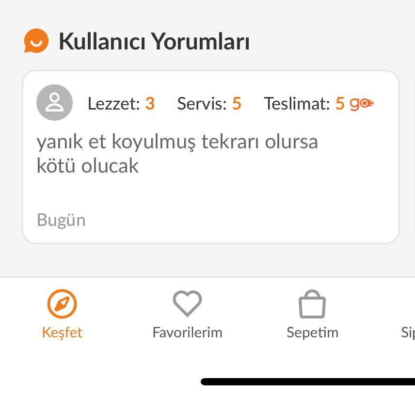 Esenyurt’ta sıradan bir sipariş yorumu