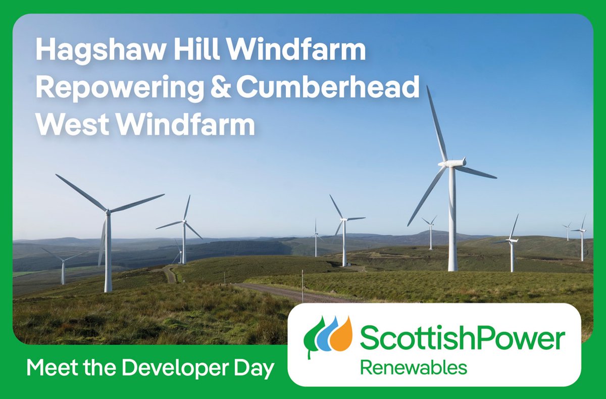 Businesses offering #ConstructionServices based in #Lanarkshire & surrounding areas are invited to a drop-in session on Wednesday 24th April 2-6pm at Hollandbush Golf Club, Lesmahagow (ML11 0JS) to discuss potential opportunities on our Hagshaw Hill Repowering & Cumberhead West