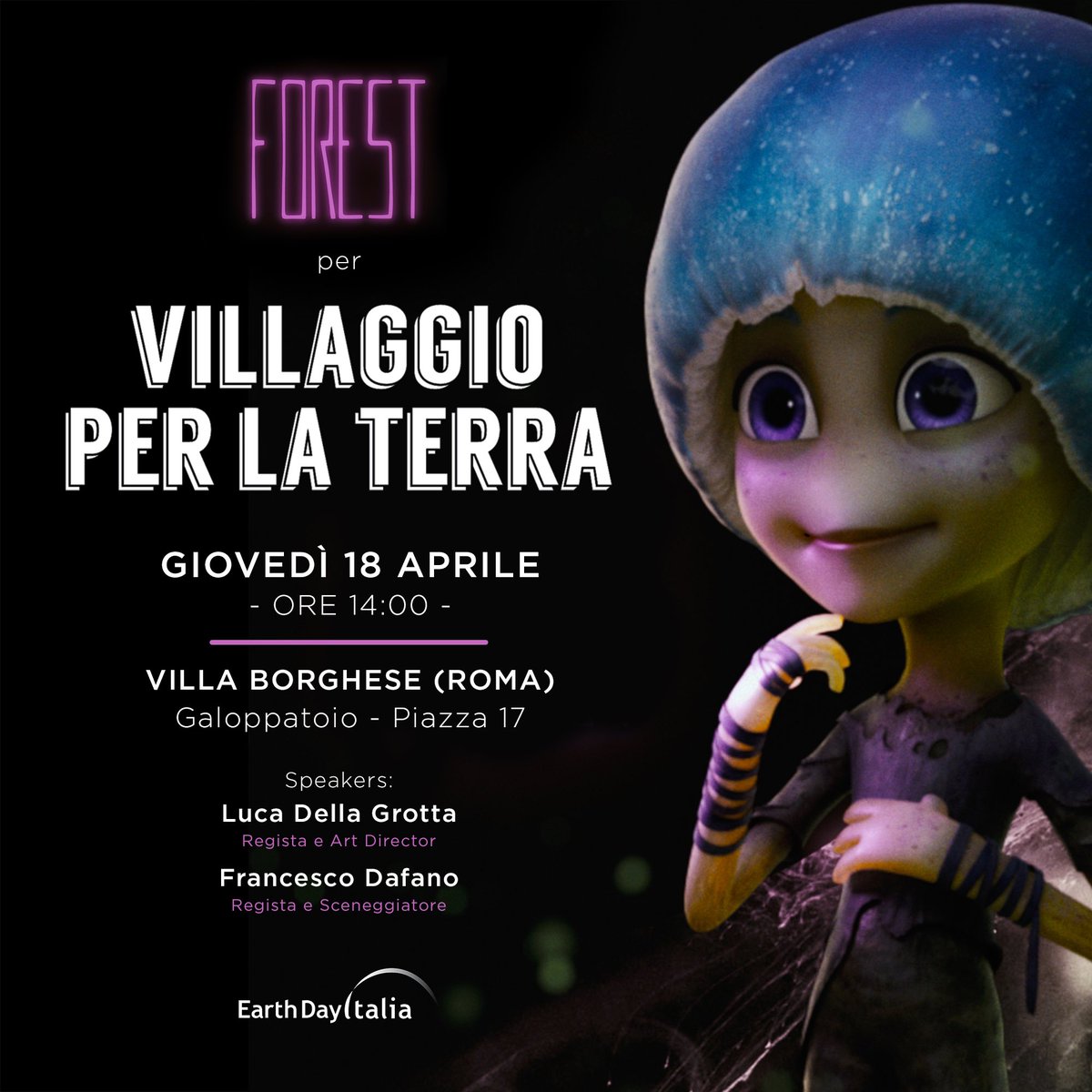🌍 We're thrilled to present our talk “Designing a Sustainable Future through Animation' at #VillaggioPerLaTerra! 🎬 Join us to showcase @forest_themovie with our directors Luca della Grotta & Francesco Dafano. 🌱 Thanks to @earthdayitalia & #PierluigiSassi for having us! 🙏