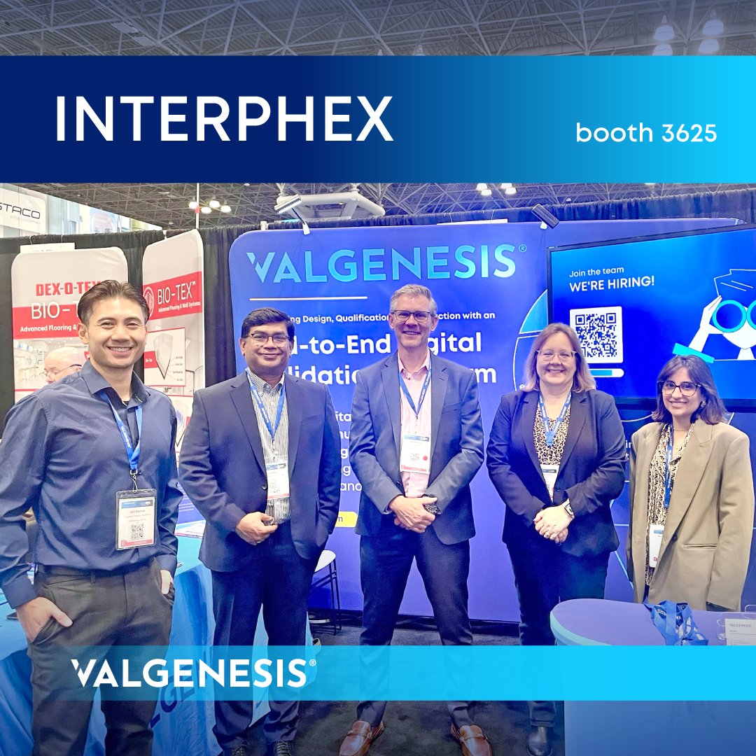 At @INTERPHEX today? Stop by booth 3625 to meet our colleagues Jeff, Denise, Jeff and our CEO Siva. Plus, catch Maria's talk on Continuous Manufacturing Lifecycle Management at 10:15 AM! 📅👉interphex.com/en-us.html