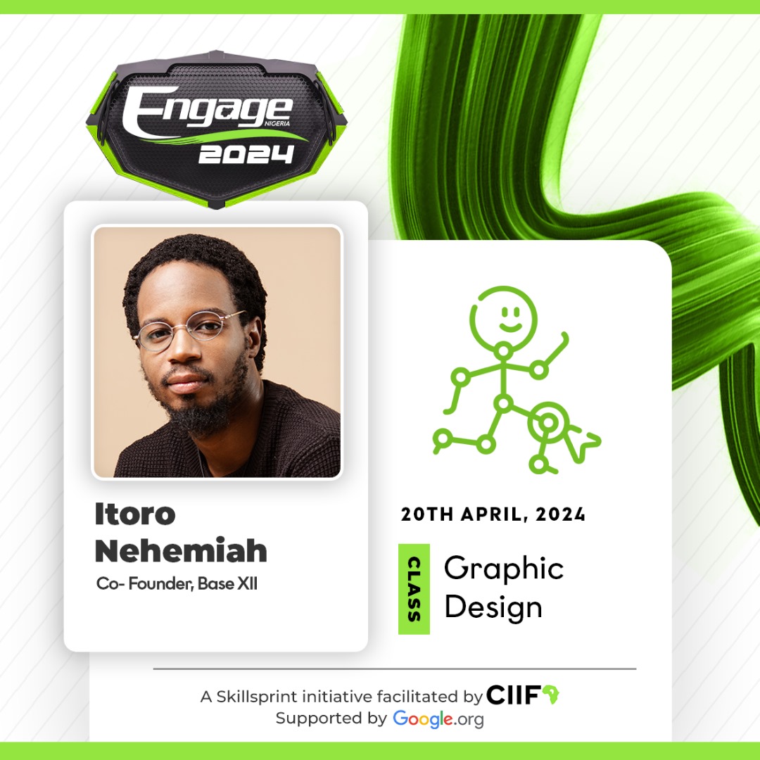 The 2nd session of the Graphic design class will be holding this Saturday, 20th April. Facilitator: @_it0r0 The #EngageNigeria programme is a @skillsprint_ng initiative facilitated by @ciifafrica with support from Google.org. #CIIFA #CIIFA24