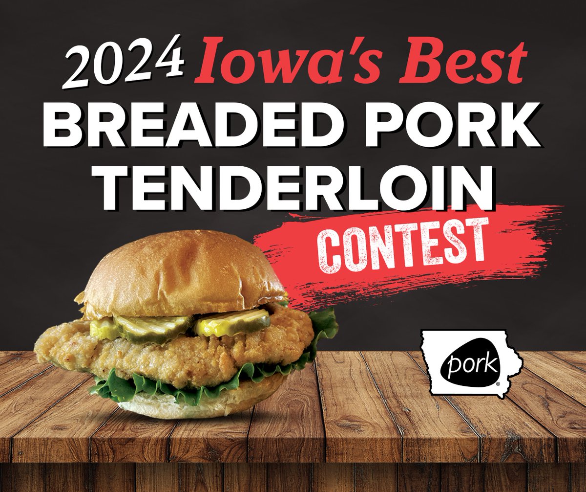 🚨Nominations are officially open for the annual Iowa's Best Breaded Pork Tenderloin Contest! 🚨 Nominate HERE--> iowapork.org/.../breaded-te… Eligible sandwiches must be handmade, breaded pork tenderloins that are served year-round in an establishment with regular/consistent hours.…