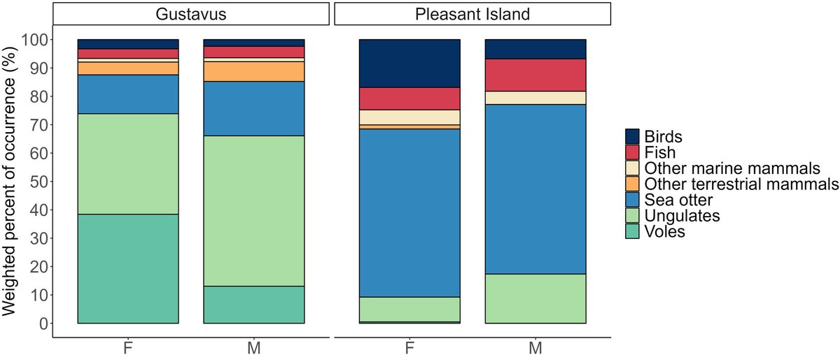 Since we found this Pleasant Island wolf population that caused deer to crash and then lived on sea otters, @ceeriksson7 has been genotyping their scats. Her new paper on the origin, connectivity, and individual specialization of island wolves is now out/1 onlinelibrary.wiley.com/doi/10.1002/ec…