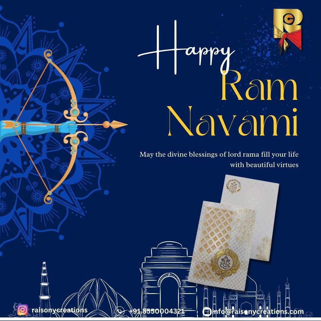 Raisonycreation's tweet photo. Happy Ram Navami🛕🚩
May the divine blessings of lord rama fill your life with beautiful virtues😇
.
.
.
https://t.co/3uCLM5nxGv
#raisonycreations #invitation #invitehealth #invitetravel #invitationtocreate #custominvitations #inviteret #invitedesign #weddingcards #weddinginvites https://t.co/OzKChTMQZs