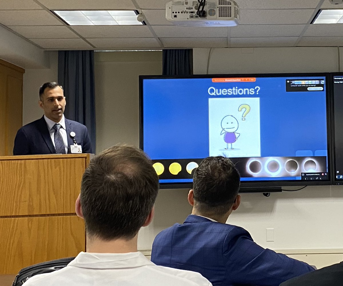 Forever learning from Dr. Soni (@PranaySoniMD)! He gave a fantastic @CleClinicNS Grand Rounds this morning on NF2-related schwannomatosis. (Also he took amazing eclipse photos, as seen on the last slide 🌖)