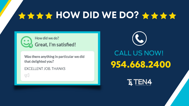 Another happy client! 🌟 Your satisfaction is our top priority, and feedback like this drives us to continue providing top-notch service. Thank you for trusting Ten4 Technology Group with your IT needs! 

#CustomerSuccess #ExcellentService #ThankYou #ten4tech