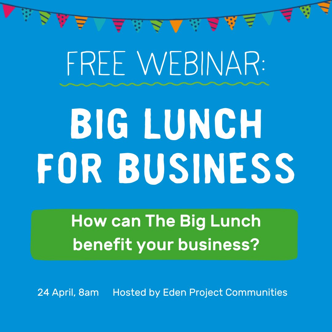 📣 FREE ONLINE EVENT: The Big Lunch is Good for Business Join us and find out how you can get involved, the benefits to participating, and hear from previous participant Andrew Griffiths from @ThePlanetMark. Join us on 24 April at 8am: bit.ly/BigLunchForBus…