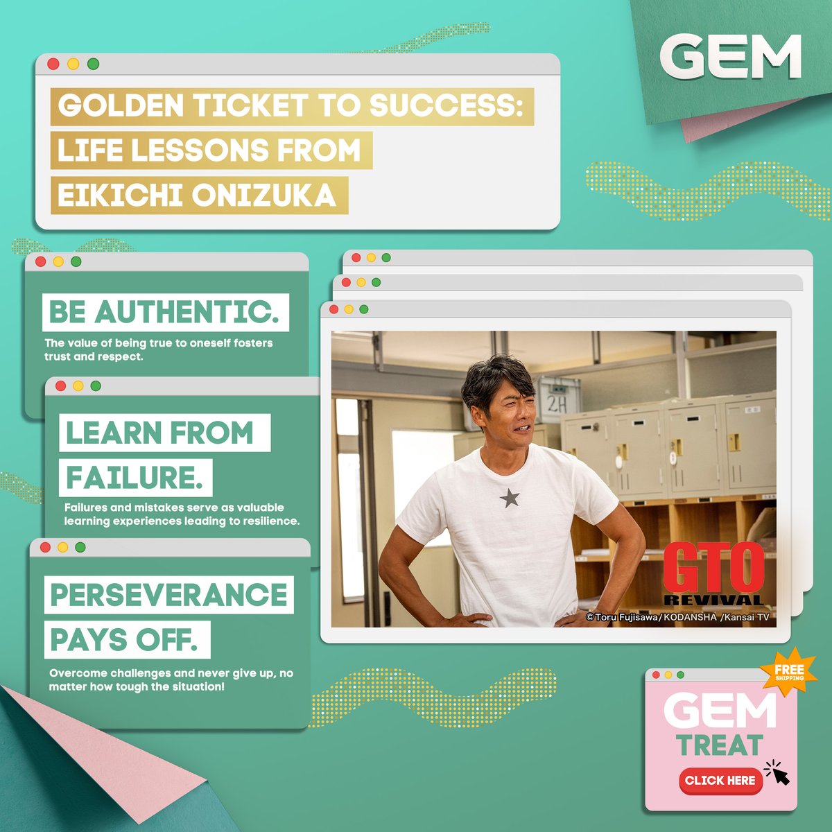 GEMtvasia's tweet photo. Where else can you find a teacher who's part philosopher, part rebel, and all-around legend but here on GEM? π Onizuka Eikichi's (#TakashiSorimachi) golden rules are one for the books. π
'GTO Revival', premieres May 18, Sat, 9.30PM (8.30PM JKT/BKK).
#GEMOnlyInJapan https://t.co/z0FZEZh6T4