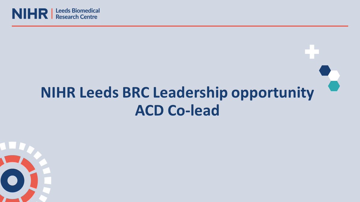 We're seeking an Academic Capacity Development Co-Lead in executing our ACD strategy. Only open to colleagues from BRC partner organisations, but you do not need to be currently associated with BRC to apply.
👉 shorturl.at/qHR04
<a href="/UniversityLeeds/">University of Leeds</a> <a href="/LTHTResearch/">Leeds Research & Innovation</a> <a href="/UniOfYork/">University of York</a>