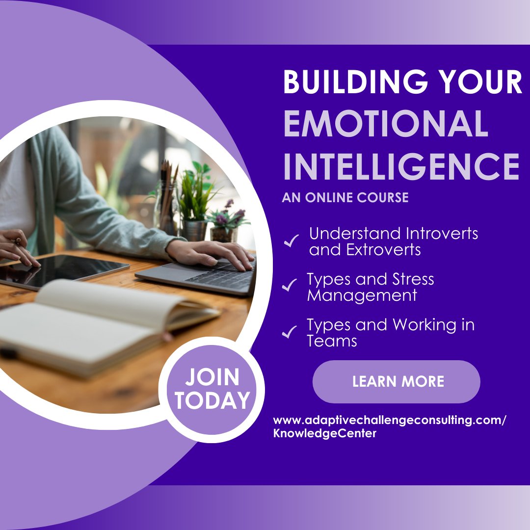 Sign up for our newest online course: Building Emotional Intelligence Through Understanding Personality Type!

adaptivechallengeconsulting.com/KnowledgeCenter

#leadershipdevelopmentcoaching #leadershipconsulting #diversityandinclusion #diversityequityinclusion #leadershipcoaching #adaptivechallenge