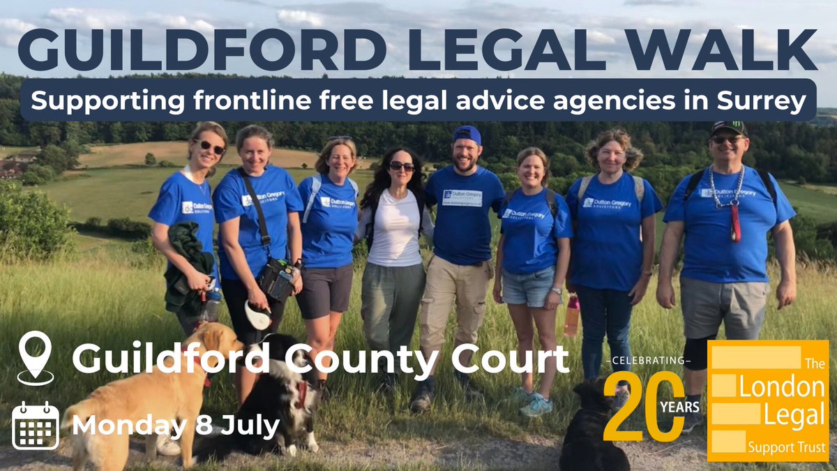 📢We’re thrilled to announce the return of the Guildford #LegalWalk! Taking place on Monday 8 July, join us at Guildford County Court as we take on a 10K sponsored walk through the Surrey Countryside.  

Sign up today lnkd.in/d-YGwSBZ