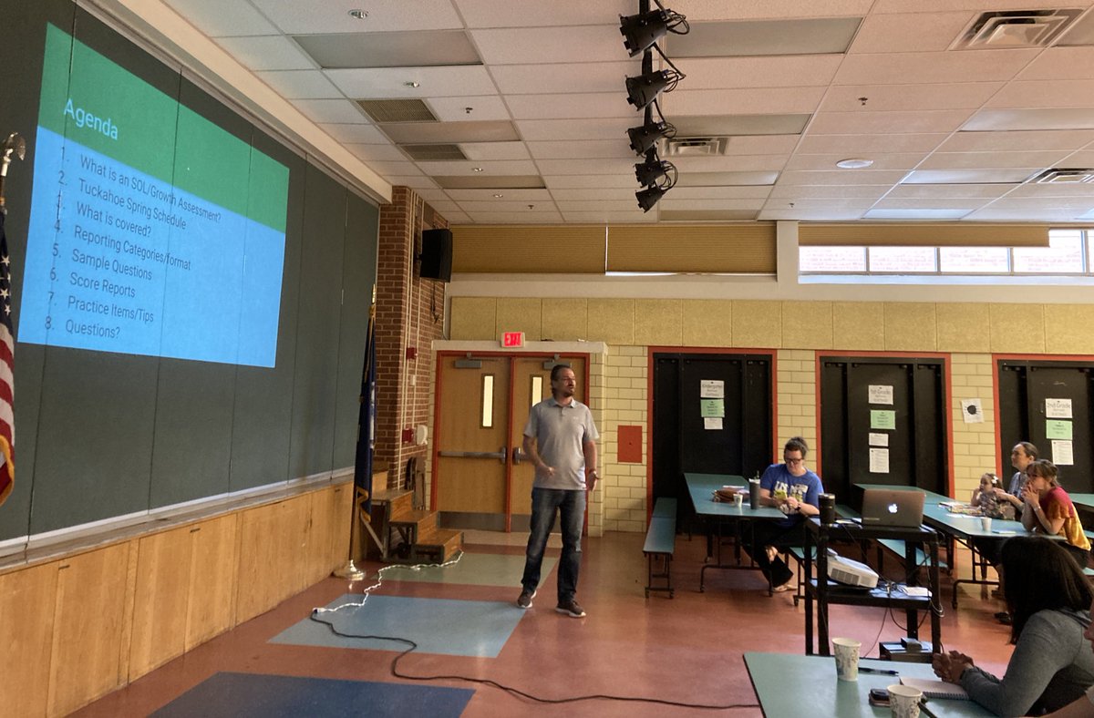 Today’s @TuckahoeSchool parent coffee is about testing! Mr Grasso, our School Test Coordinator, explained the difference between the SOL and Growth Assessments and reviewed Tuckahoe’s SOL schedule, score reports, practice items, & sample questions. #TuckahoeRocks