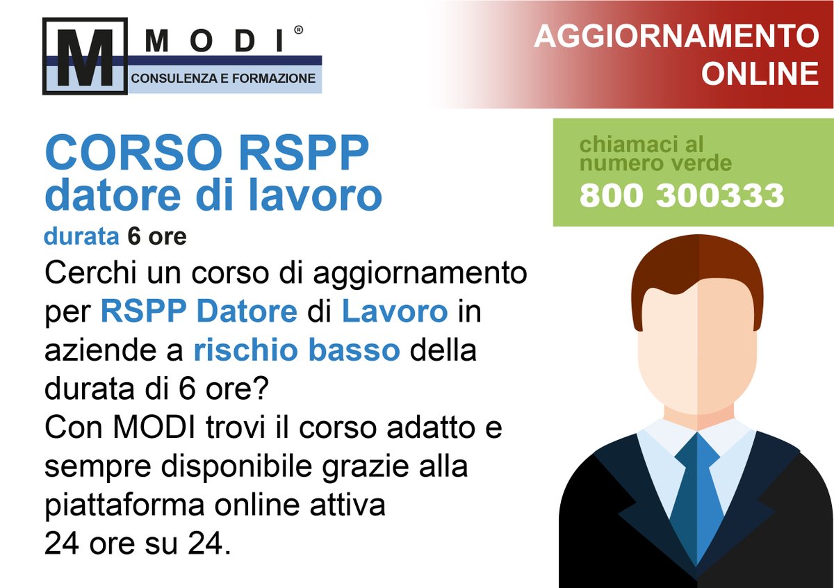 CorsiOnlineIta's tweet image. Il #datore di #lavoro ha l’obbligo di valutare i fattori di rischio per quanto riguarda le attrezzature e i luoghi di lavoro.
Organizziamo corsi di #formazione e #aggiornamento per RSPP Datore di Lavoro in aziende a rischio basso, medio e alto. Visita modiq.it