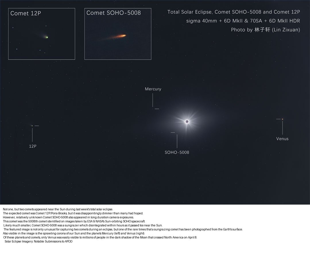 Check out today's Astronomy Picture of the Day:

Total Eclipse and Comets 
Image from @Aus10va's Nasa APOD web app & NASA API(aus10-io-nasaapod.streamlit.app) #recycleright #zerowaste #SustainabilityinAction