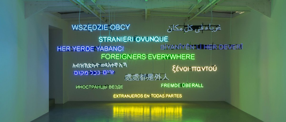 #ArtBaselStories: British-Italian Claire Fontaine collective’s series 'Foreigners Everywhere' shines a light on foreigners at the Venice Biennale and gives its name to the 60th International Art Exhibition. Read full story, by @RokhayaDiallo: bit.ly/4d2ndv0