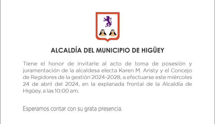 Luego de una pausa de 4 años, gracias a la voluntad de Dios y el favor del pueblo, este miércoles 24 de abril Karina Aristy regresa a la alcaldía de Higüey. Están todos invitados!