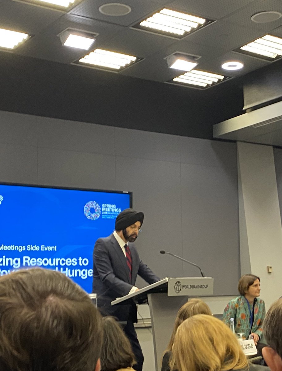 Ajay Banga, @WorldBank president, opens @g20org side event at #SpringMeetings2024, recognizing the impact of malnutrition & stunting on economic growth and welcoming Brazil’s leadership on the Global Alliance Against Hunger and Poverty as right initiative at right time. #SDG2