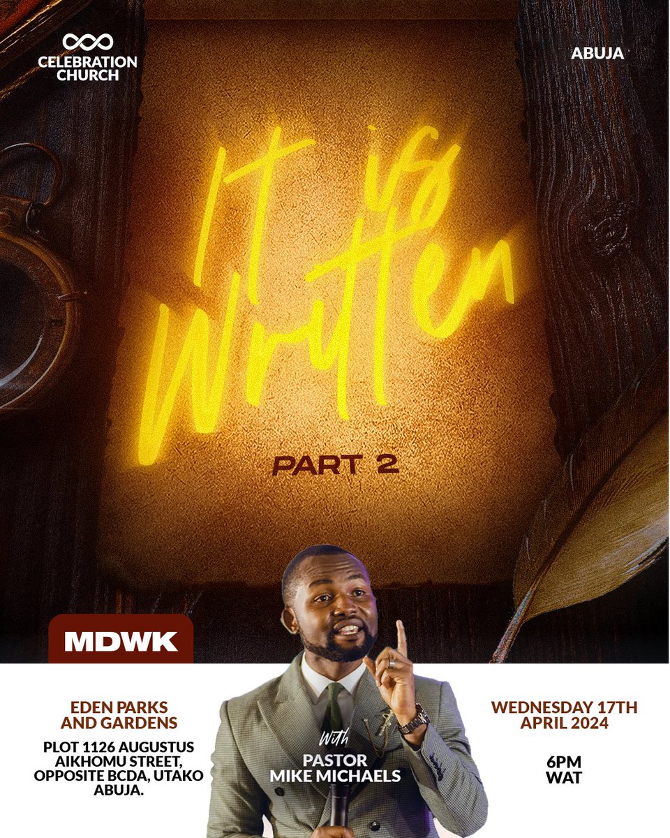 CCI_Abuja's tweet image. The written Word of God is superior to any experience we may have as believers.

As believers, God wants us to excel at the knowledge of His Word.

This is why you should join us today at 6PM WAT as we go further on the topic ‘It is Written’.

Come with someone❤️

#Itiswritten