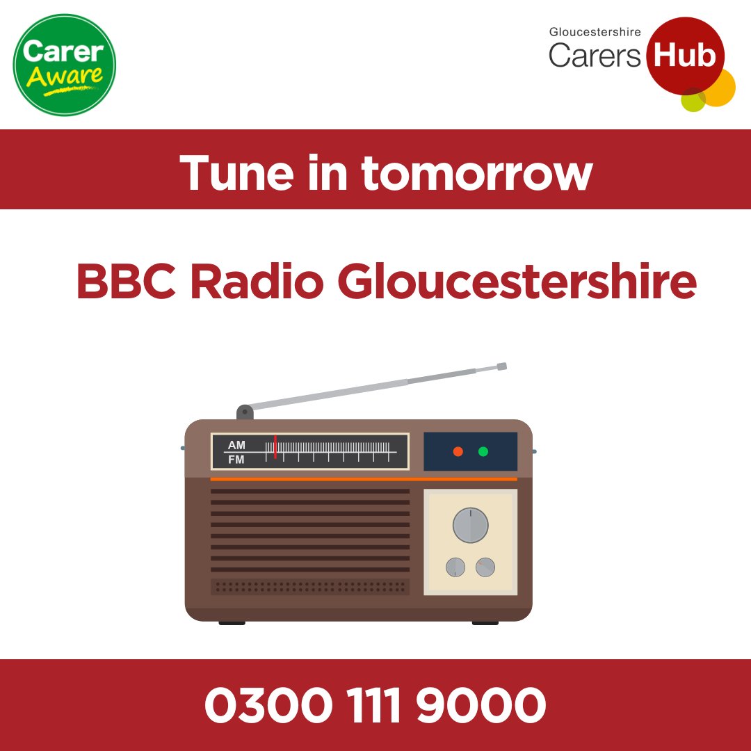 We will be live on BBC Radio Gloucestershire tomorrow on the Breakfast Show from 8.00am.

95 FM, 95.8 FM, 104.7 FM, 1413 MW or available online

We will be talking about unpaid Carers within the county.

#carerawareglos