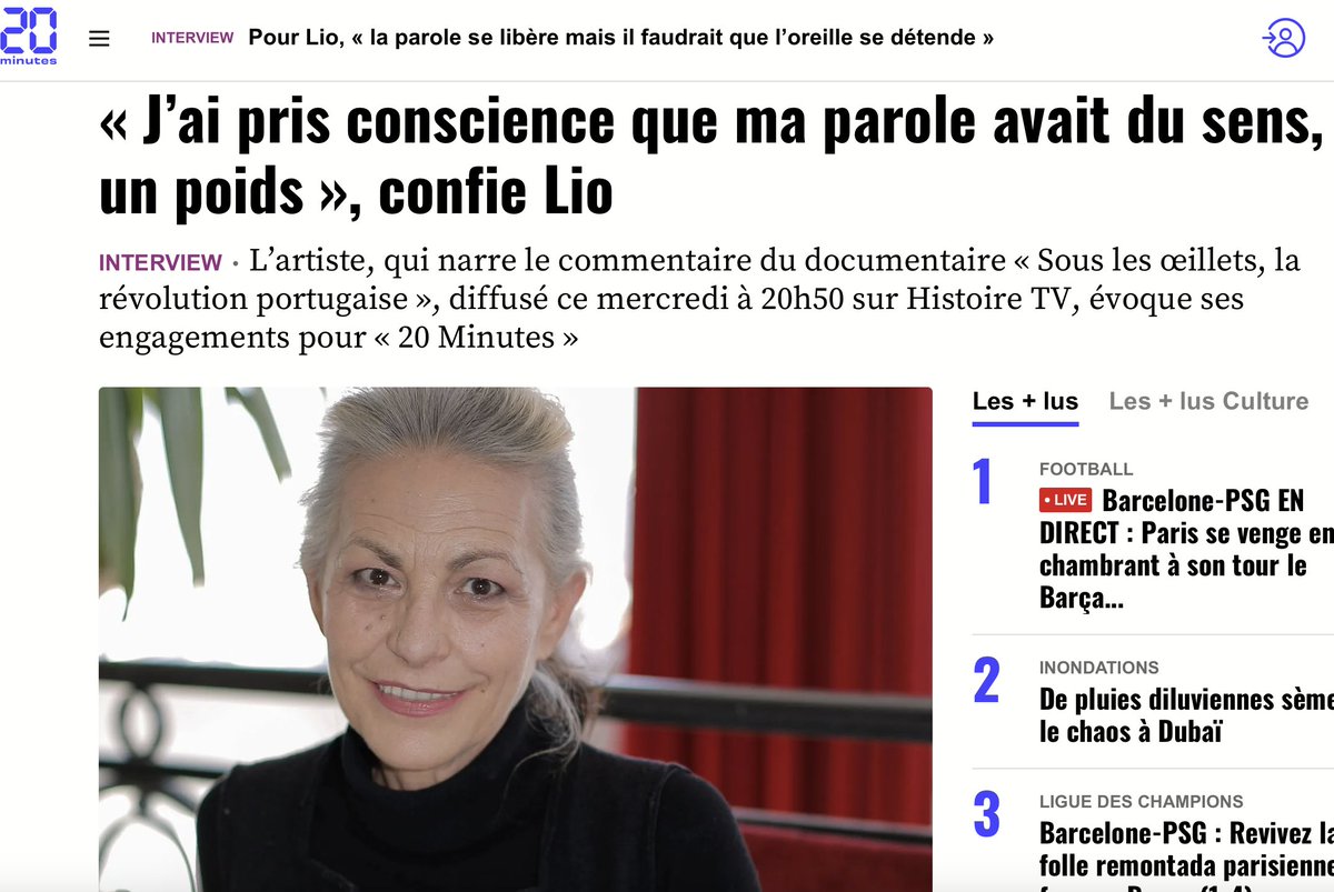 Découvrez l’interview exclusive de Lio pour @20Minutes, la voix-off du documentaire 'Sous les oeillets, la révolution portugaise' de Tony Liégois. Une production @StudioFactOff – TV Presse pour Histoire TV. Ce soir à 20h50 sur @histoiretv ! #SousLesOeilletsLaRévolutionPortugaise