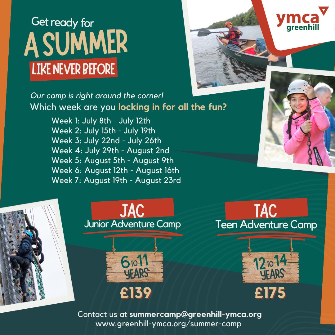Get ready for a summer of adventure with @GreenhillYMCA’s exciting camps! 🏕️ Registration opens TODAY! For more details, go to bit.ly/49BCC2G or contact summercamp@greenhill-ymca.org. #SummerCamp #YouthAdventures #YMCA #GetOutdoors #ActiveYouth