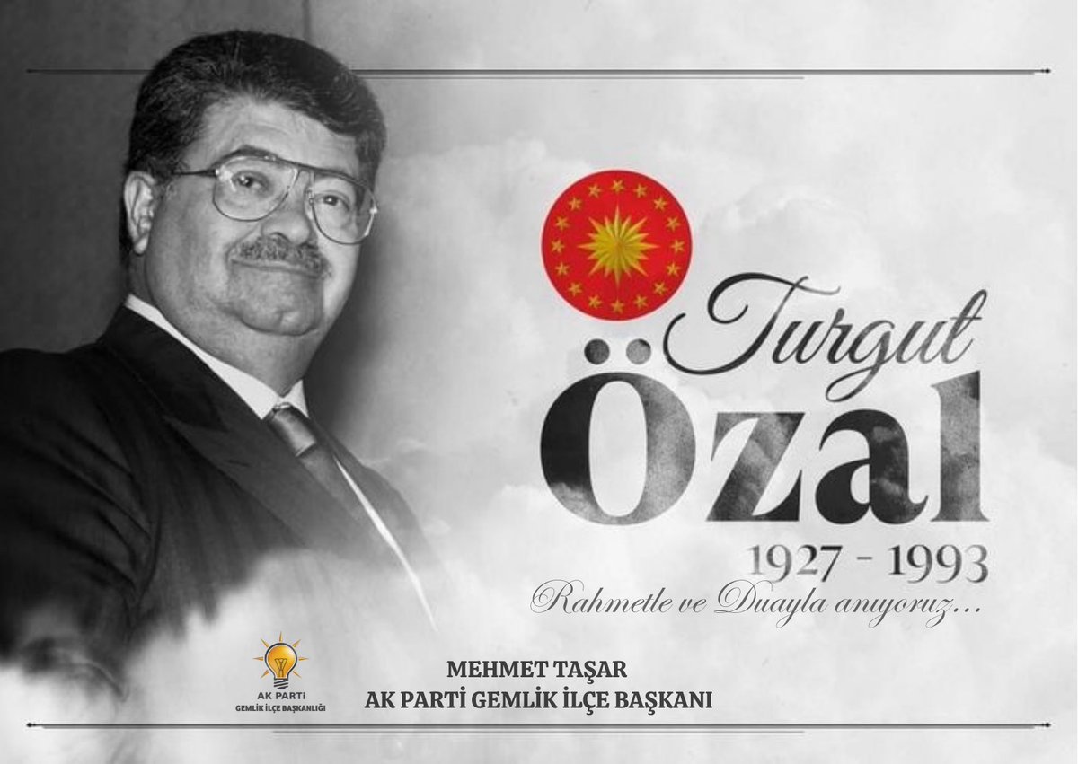 Türkiye 'mize bir çok eser ve hizmetler kazandıran 8. Cumhurbaşkanımız Turgut ÖZAL ‘ın vefatının yıl dönümünde Rahmet ve Duayla anıyoruz. Ruhu şâd olsun.