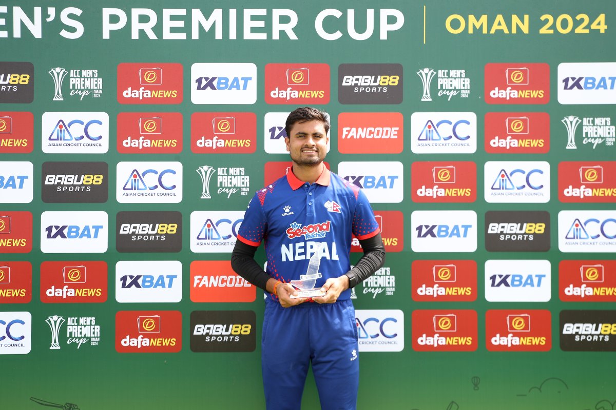 CricketNep's tweet photo. Gulshan Jha for his 32*(19) was awarded Player of the Match todays against Saudi Arabia 🏏

📸:ACC

#ACCMensPremierCup2024 | #WorldCupYear2024 | #OneBallBattles | #NepalCricketTeam https://t.co/cvTEMM6x7K