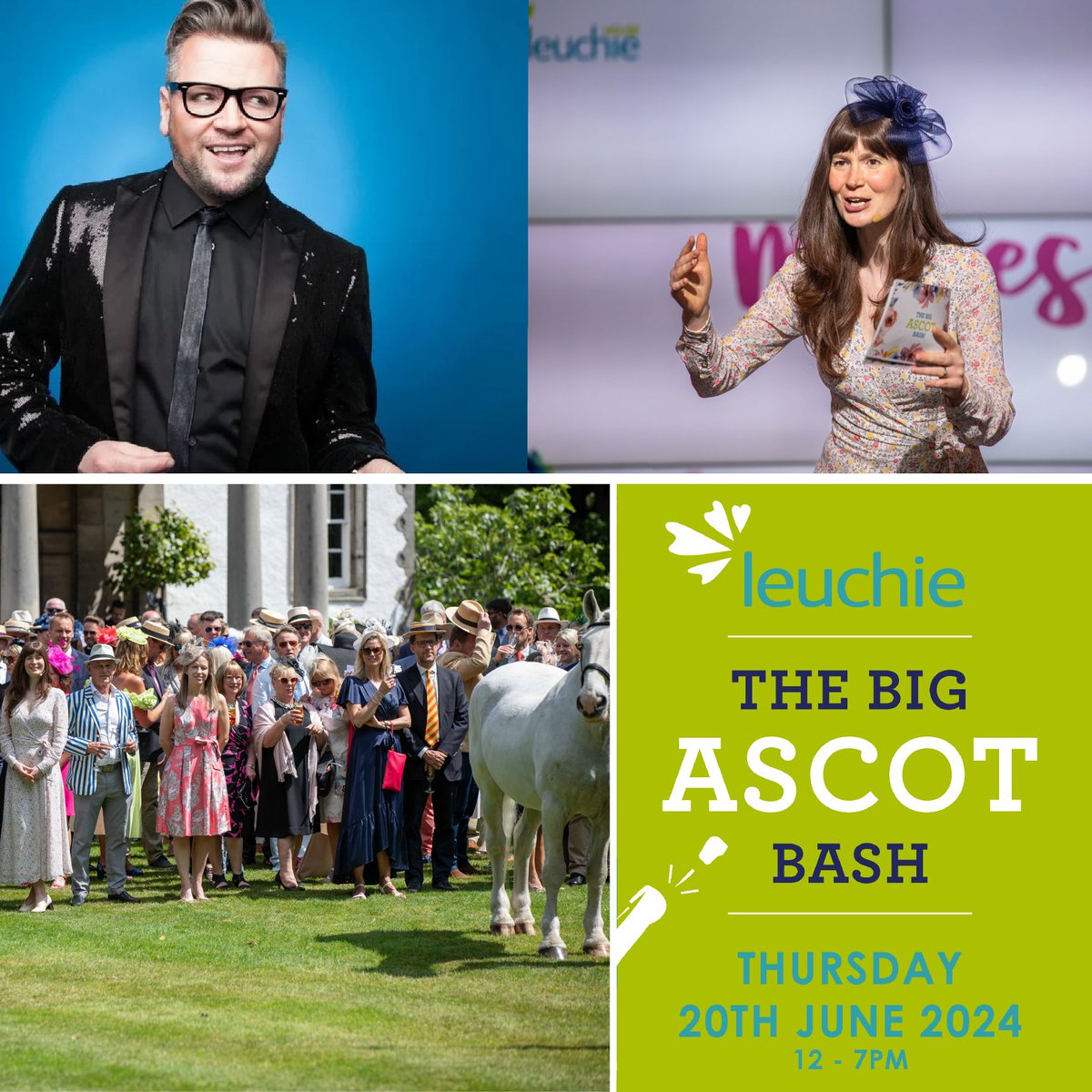 Have you booked yet?! 🏇🥳 Our hosts @natasharadio and @mredwardreid are excited to be entertaining you at #TheBigAscotBash, our Ascot-themed fundraiser @PrestonfieldHH on Thursday, 20th June! Limited tables available. Book now to avoid disappointment leuchiehouse.org.uk/ascot