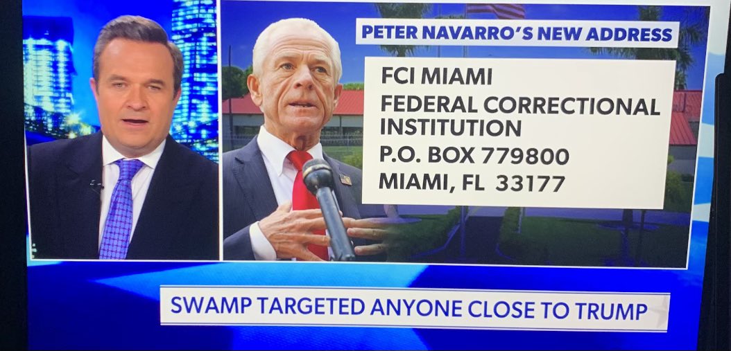 Let’s all WRITE Peter Navarro.  He’s in JAIL and that’s a TOTAL CRIME.  Send him a note!  (Message: We Care!) PS: No contraband.