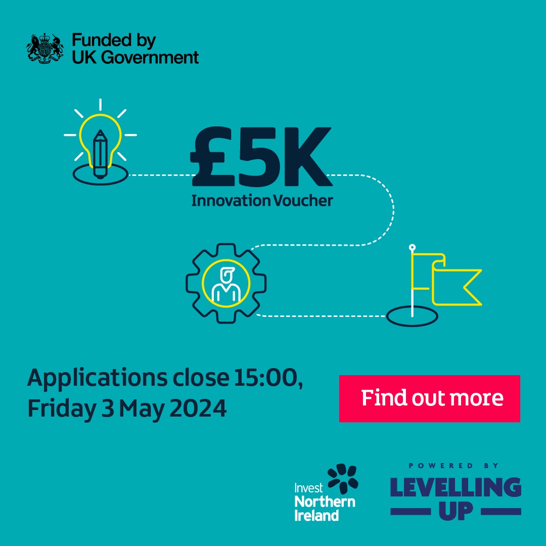 Applications are now open for @InvestNI Innovation Vouchers! The next call is open now until Friday 3 May 2024. Apply today: okt.to/Cuhn3j