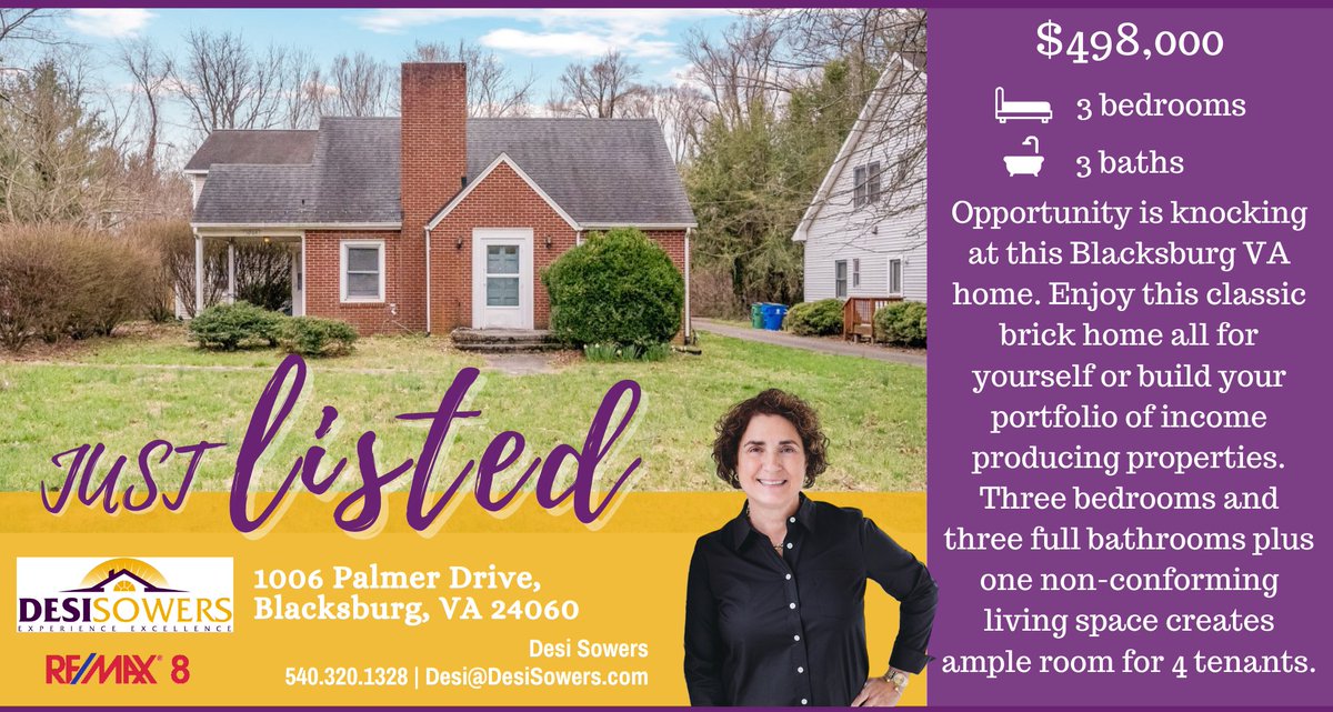 🔥🏡HOT OFF THE MLS🔥🏡Opportunity is✊knocking at this classic brick home to use all for yourself or build your portfolio of income producing properties🏠🏠
desisowers.com/property/1006-…
•
#newonmarket #newlisting #newlistingalert
#realestate #newrivervalleyva #remax #DreamHomeDesi